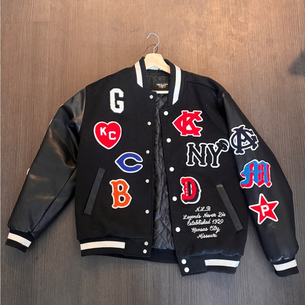 Ebbets Field Flannels Black Varsity Jacket